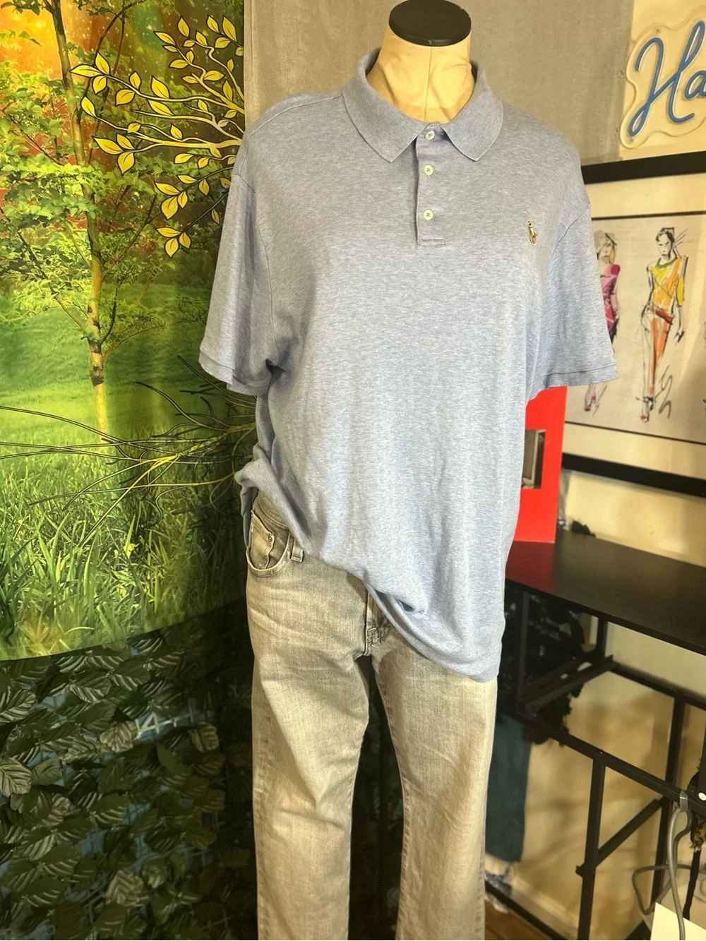 Polo by Ralph Lauren Light Blue Slim Fit Polo | Size: XL